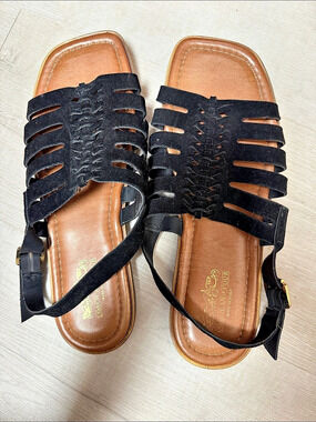 Coach Black suedes/Leather-Look Strappy Sandals